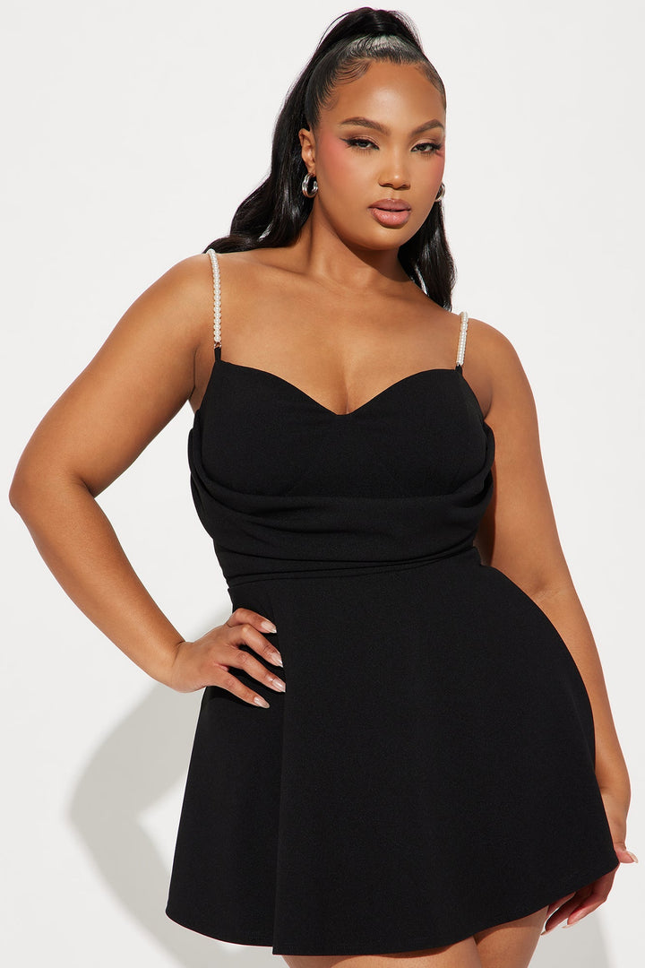 Robe Mini en Tricot Crêpe - Noir